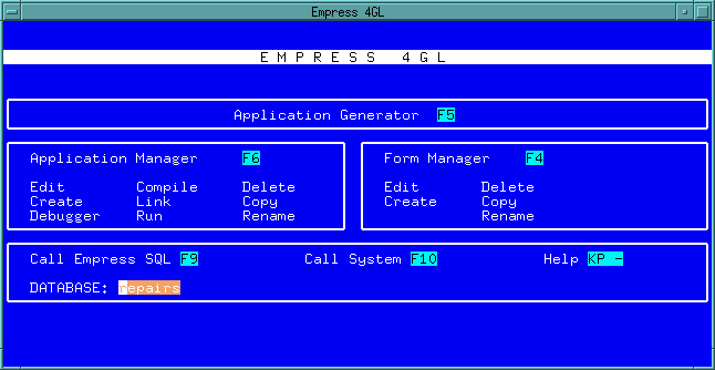 Figure 4-1 Application Development Main Menu