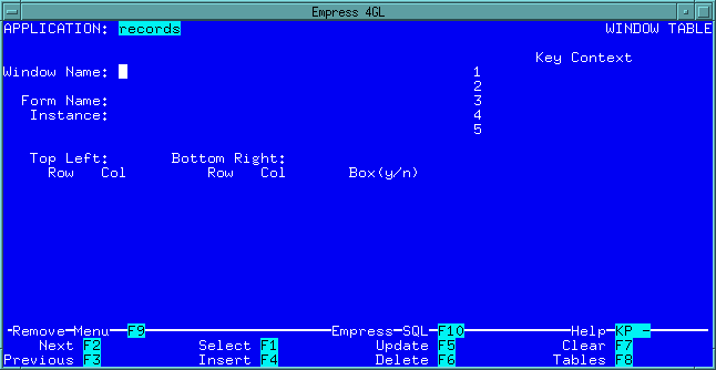 Figure 4-22 WINDOW TABLE