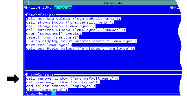Figure 4-71 Application Exit Script