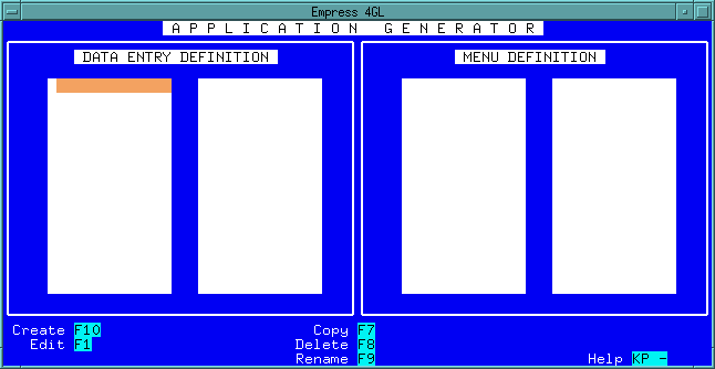 Figure 4-72 Application Generator Main Menu