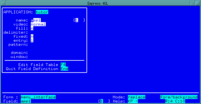 Figure 5-4 Field Window