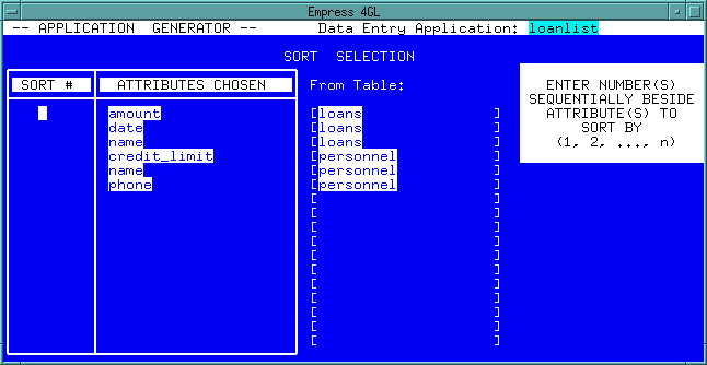 Figure 3-12 SORT SELECTION