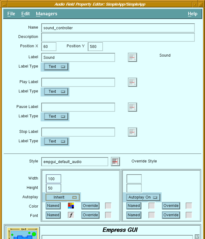 Figure 5-4 Audio Field Property Editor