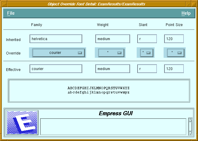 Figure 6-4 Object Override Font Detail