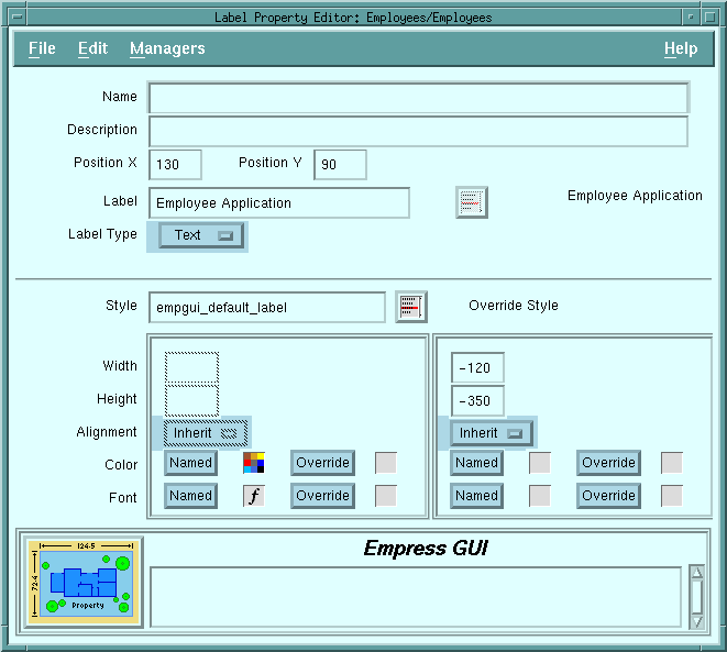 Figure 4-17 Label Property Editor