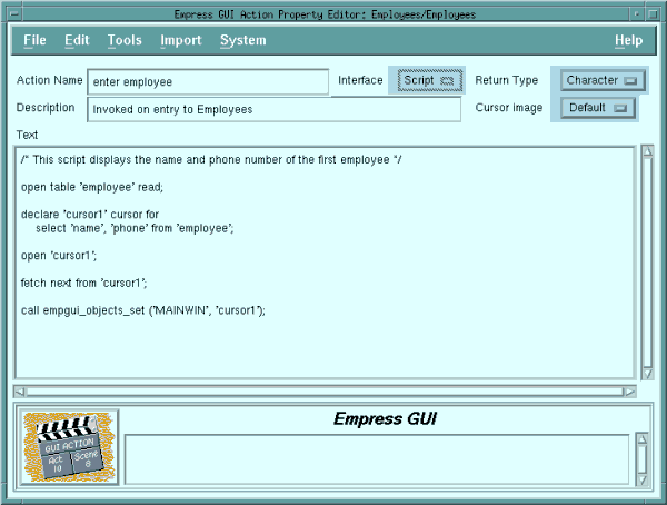 Figure 4-25 Action Property Editor